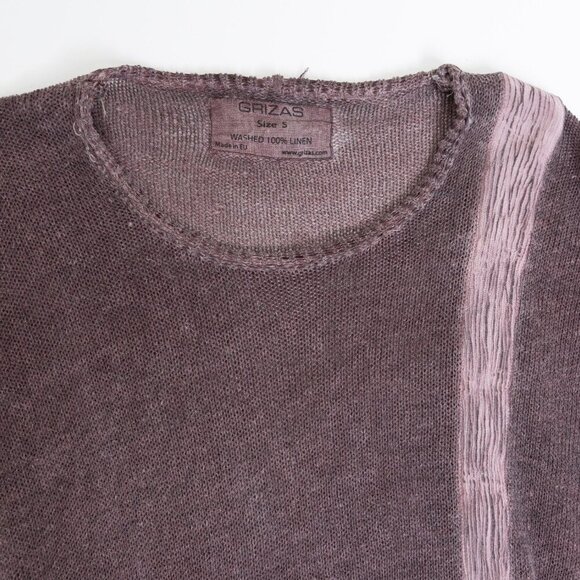 Grizas Washed Linen Sweater Oversized Purple Brown Lagenlook Boho - Picture 4 of 16